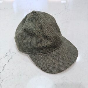 J.Crew x Moon Wool Tweed Cap – Olive Wool & Leather Adjustable Hat